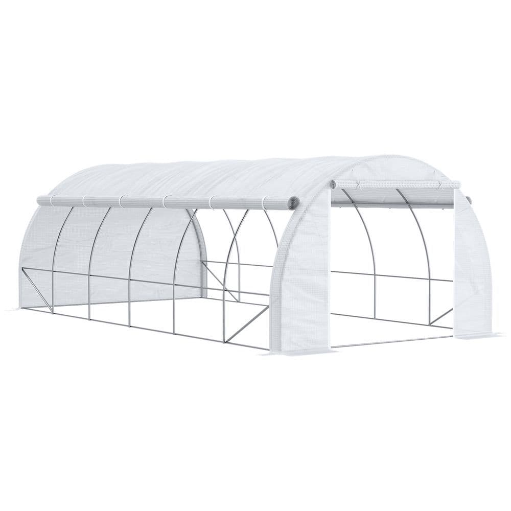 image-6 x 3 x 2 m Polytunnel Greenhouse Pollytunnel Tent w/ Steel Frame White