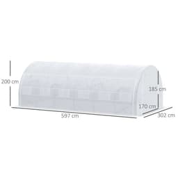 image-6 x 3 x 2 m Polytunnel Greenhouse Pollytunnel Tent w/ Steel Frame White