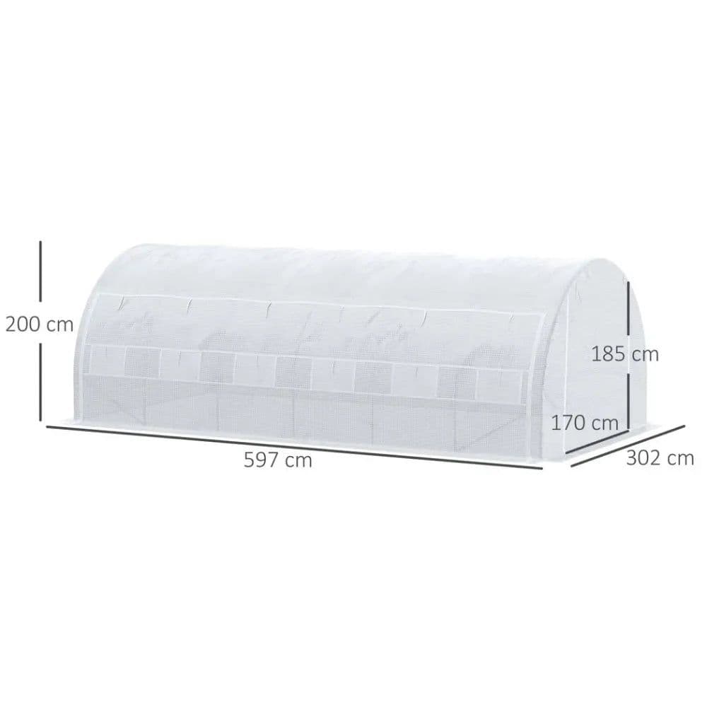 image-6 x 3 x 2 m Polytunnel Greenhouse Pollytunnel Tent w/ Steel Frame White