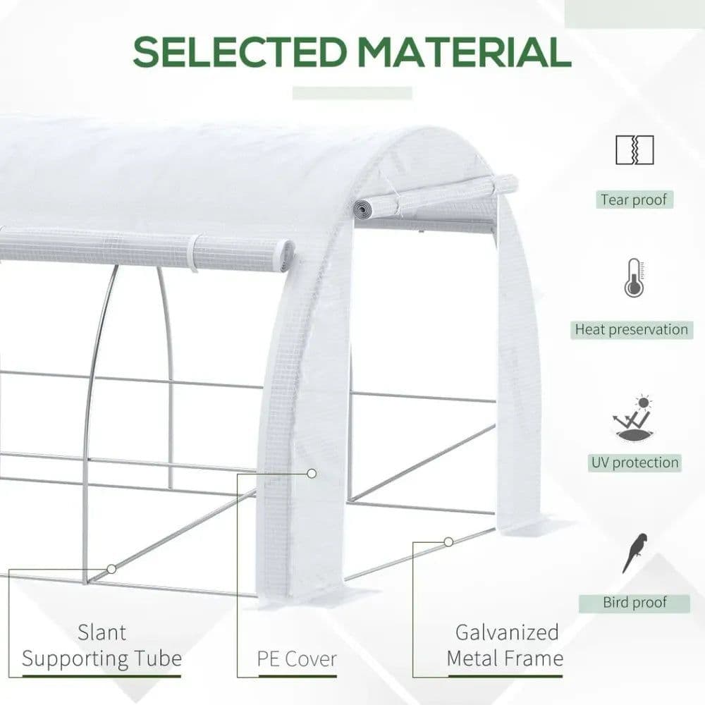 image-6 x 3 x 2 m Polytunnel Greenhouse Pollytunnel Tent w/ Steel Frame White
