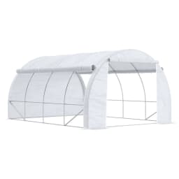 image-4 x 3 x 2 m Polytunnel Greenhouse Pollytunnel Tent w/ Steel Frame White