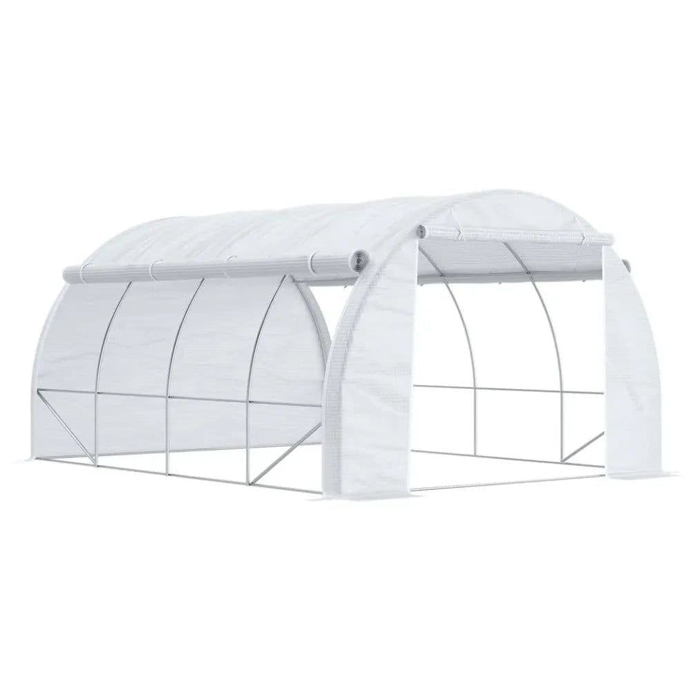 image-4 x 3 x 2 m Polytunnel Greenhouse Pollytunnel Tent w/ Steel Frame White