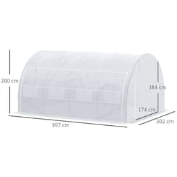image-4 x 3 x 2 m Polytunnel Greenhouse Pollytunnel Tent w/ Steel Frame White