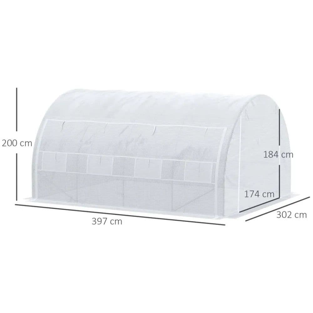 image-4 x 3 x 2 m Polytunnel Greenhouse Pollytunnel Tent w/ Steel Frame White