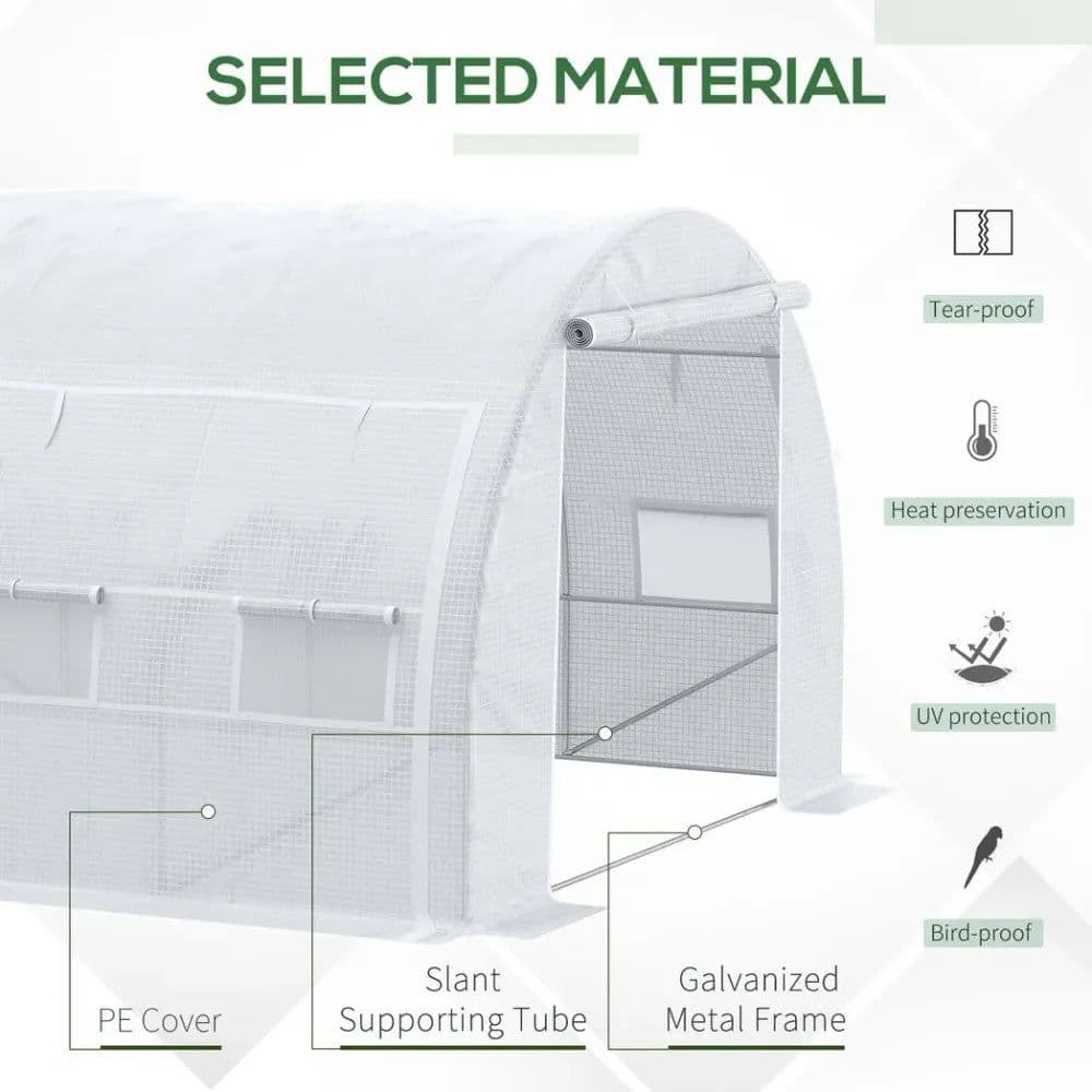 image-4 x 3 x 2 m Polytunnel Greenhouse Pollytunnel Tent w/ Steel Frame White