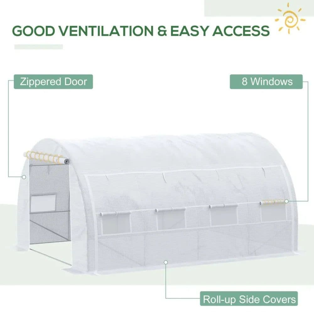 image-4 x 3 x 2 m Polytunnel Greenhouse Pollytunnel Tent w/ Steel Frame White