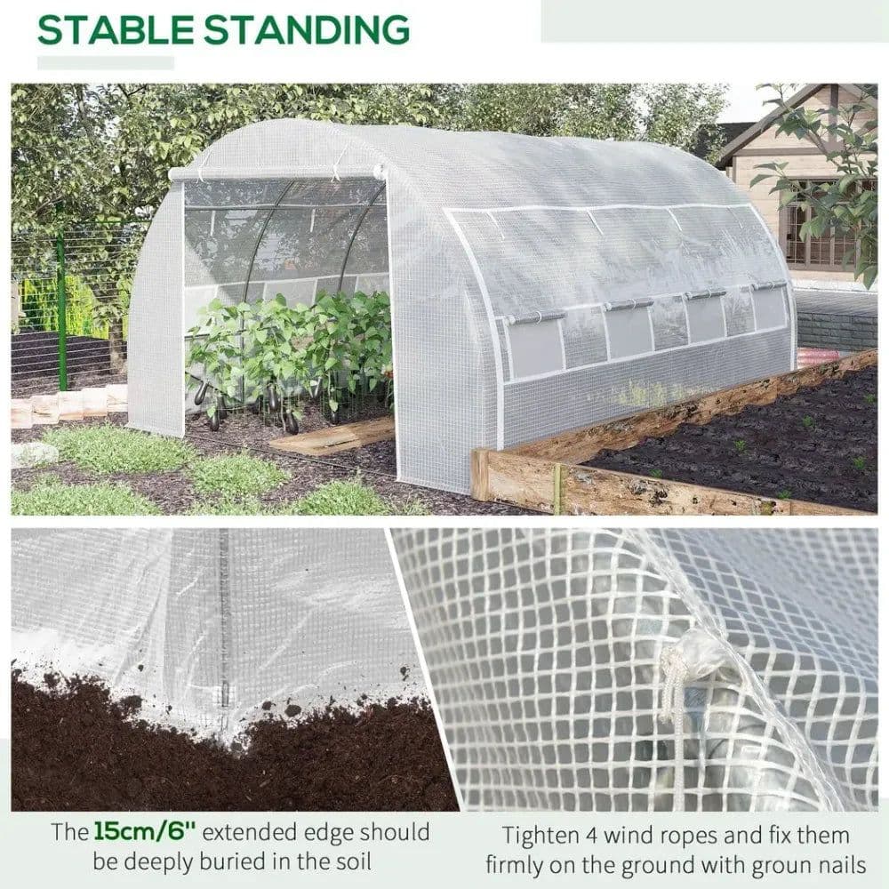 image-4 x 3 x 2 m Polytunnel Greenhouse Pollytunnel Tent w/ Steel Frame White