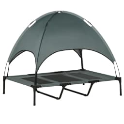 image-122 cm Elevated Pet Bed Dog Cot Tent with Canopy Instant Shelter Outdoor Grey