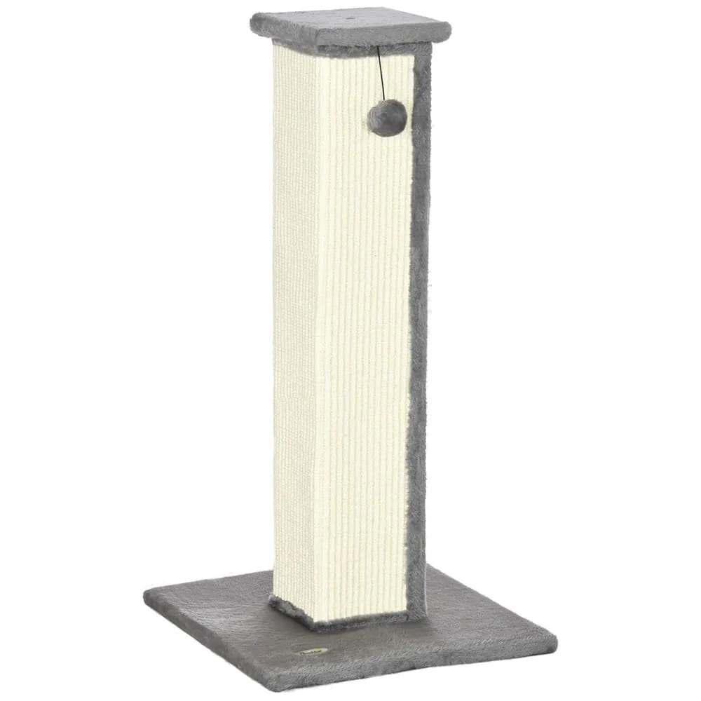 image-Cat Scratching Post 81cm Cat Scratcher w/ Natural Sisal Rope Hanging Ball Grey