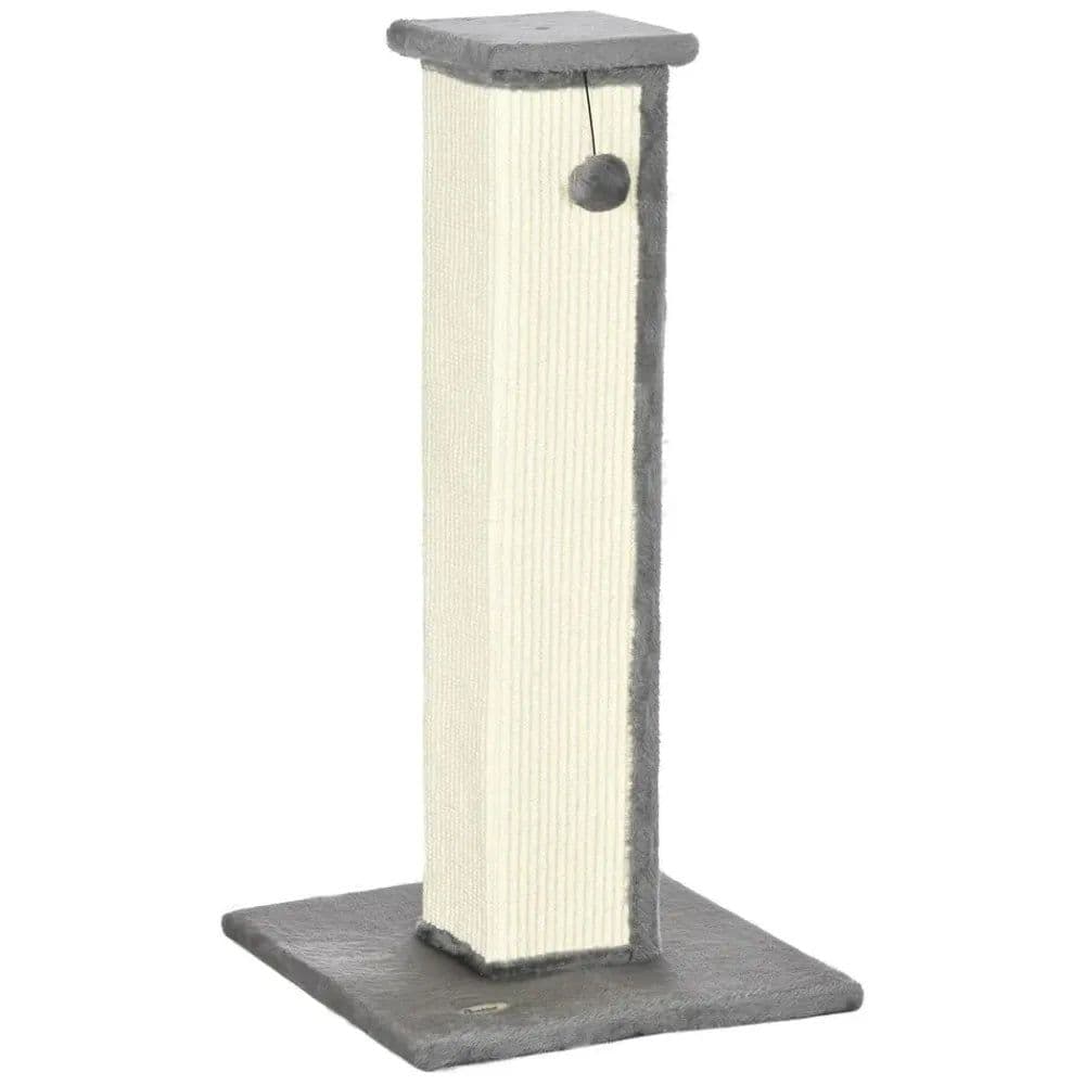 image-Cat Scratching Post 81cm Cat Scratcher w/ Natural Sisal Rope Hanging Ball Grey