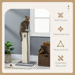 image-Cat Scratching Post 81cm Cat Scratcher w/ Natural Sisal Rope Hanging Ball Grey