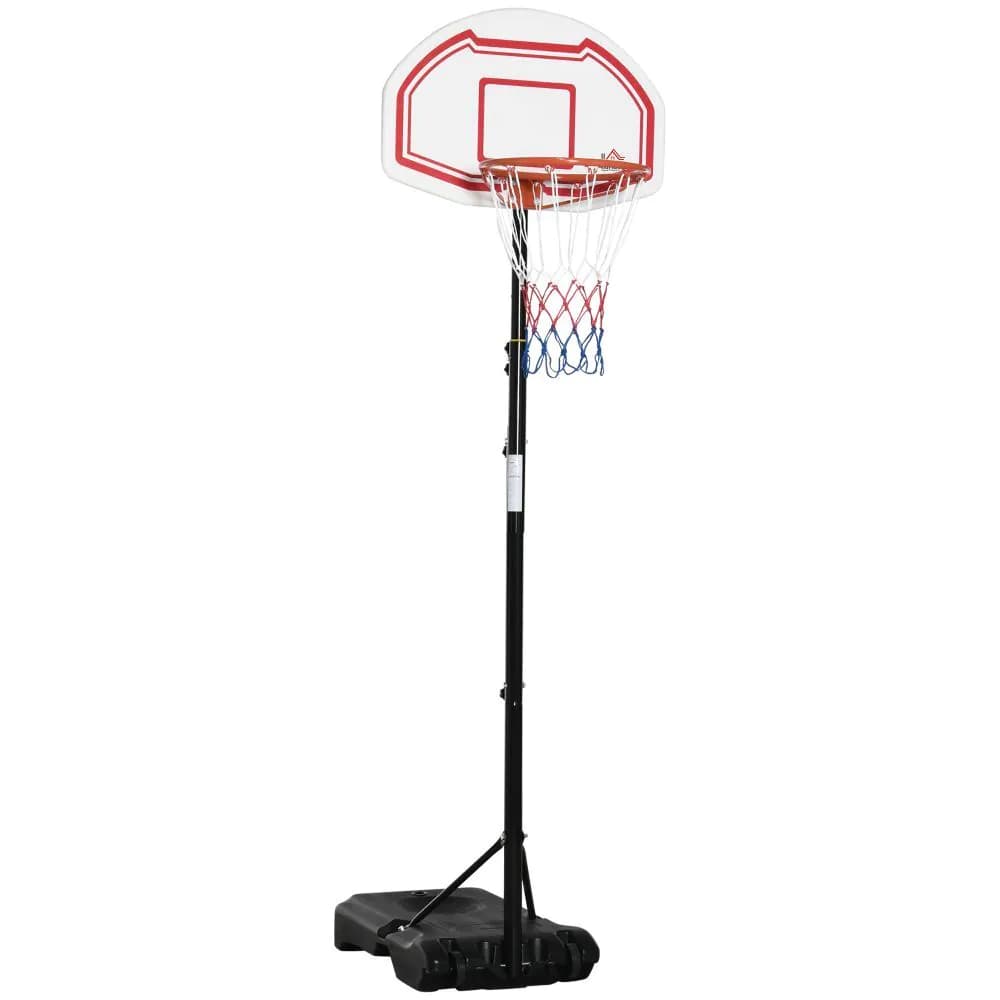 image-Outdoor Adjustable Basketball Hoop Stand w/ Wheels, Stable Base 258-314cm