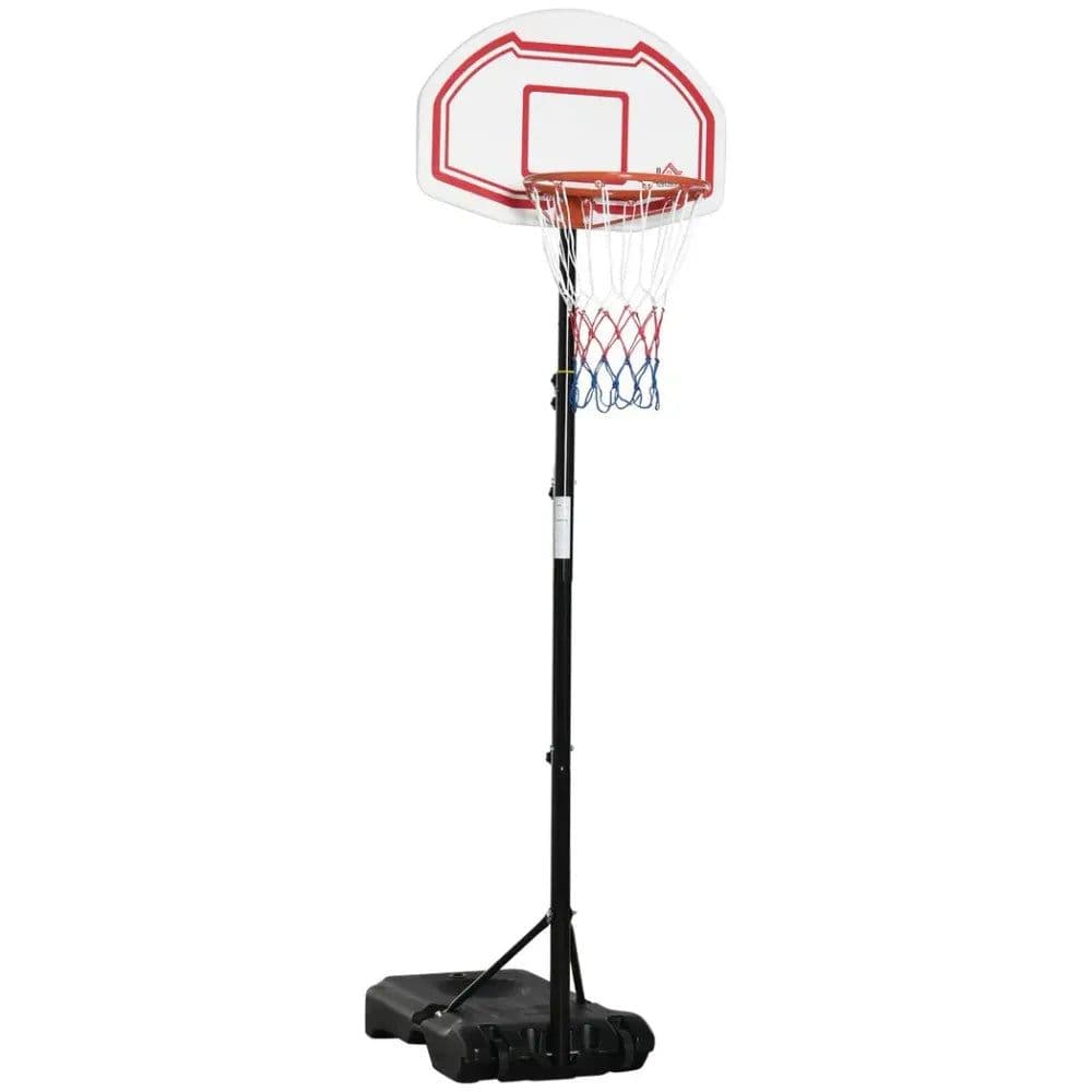 image-Outdoor Adjustable Basketball Hoop Stand w/ Wheels, Stable Base 258-314cm