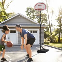 image-Outdoor Adjustable Basketball Hoop Stand w/ Wheels, Stable Base 258-314cm