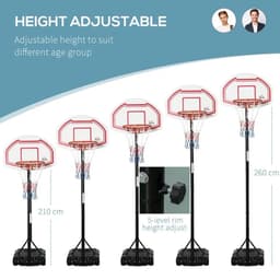 image-Outdoor Adjustable Basketball Hoop Stand w/ Wheels, Stable Base 258-314cm