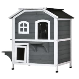 image-Cat Condo w/ Tons of Room & Openable Roof, Fir Wood, Outdoor/Indoor Catio Grey
