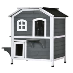 image-Cat Condo w/ Tons of Room & Openable Roof, Fir Wood, Outdoor/Indoor Catio Grey