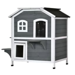 image-Cat Condo w/ Tons of Room & Openable Roof, Fir Wood, Outdoor/Indoor Catio Grey