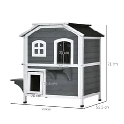 image-Cat Condo w/ Tons of Room & Openable Roof, Fir Wood, Outdoor/Indoor Catio Grey