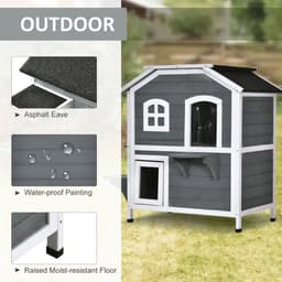 image-Cat Condo w/ Tons of Room & Openable Roof, Fir Wood, Outdoor/Indoor Catio Grey