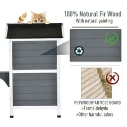 image-Cat Condo w/ Tons of Room & Openable Roof, Fir Wood, Outdoor/Indoor Catio Grey