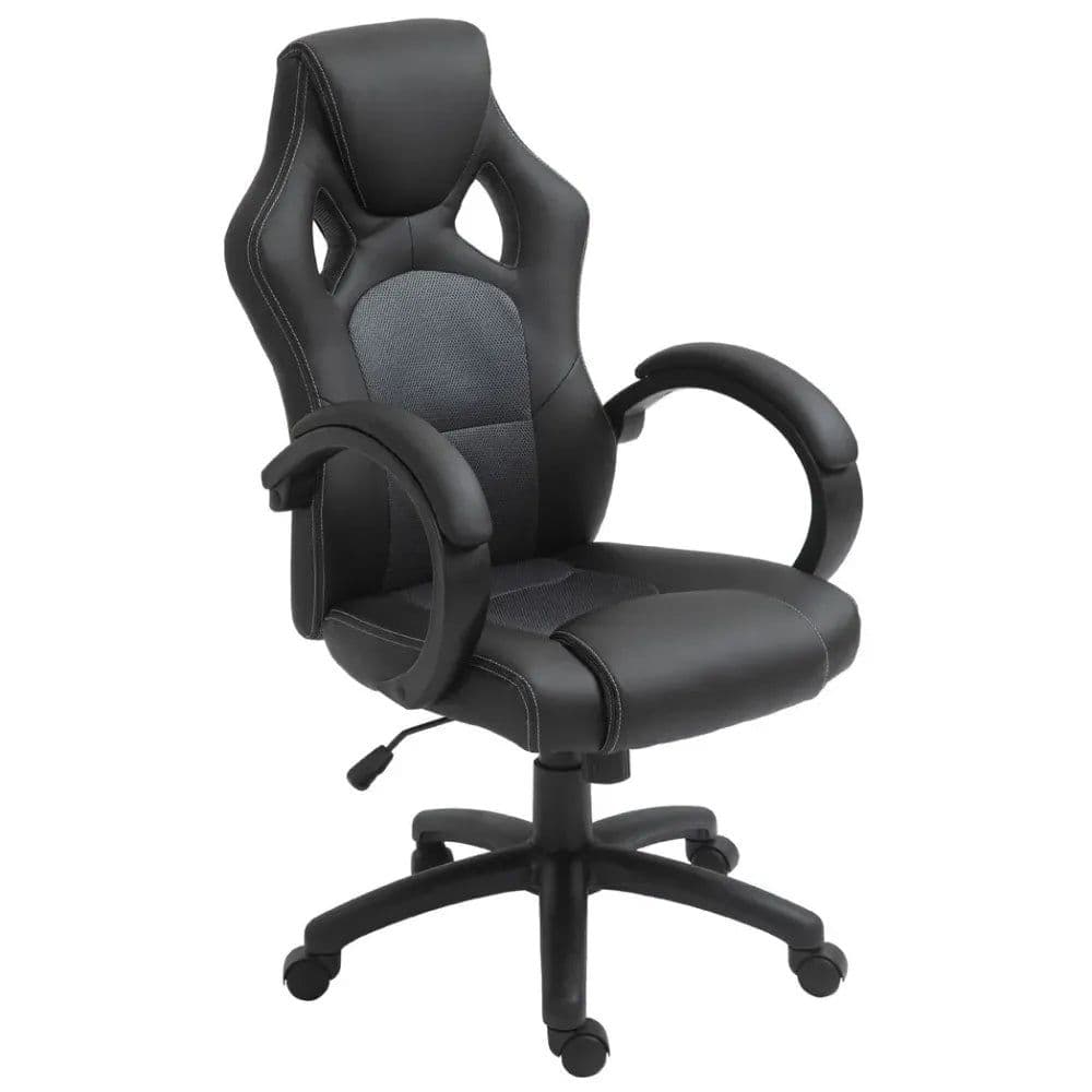 image-Executive Racing Swivel Gaming Office Chair PU Leather Computer Desk Chair Grey