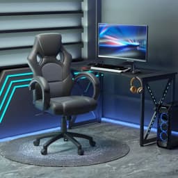 image-Executive Racing Swivel Gaming Office Chair PU Leather Computer Desk Chair Grey