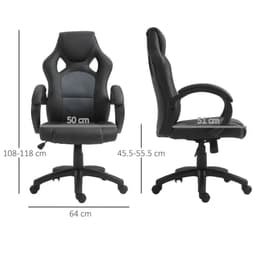 image-Executive Racing Swivel Gaming Office Chair PU Leather Computer Desk Chair Grey