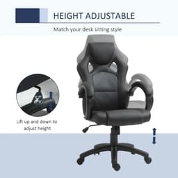 image-Executive Racing Swivel Gaming Office Chair PU Leather Computer Desk Chair Grey