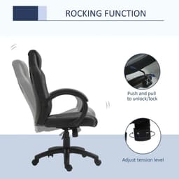 image-Executive Racing Swivel Gaming Office Chair PU Leather Computer Desk Chair Grey