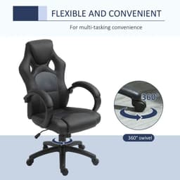image-Executive Racing Swivel Gaming Office Chair PU Leather Computer Desk Chair Grey