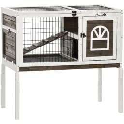 image-Rabbit Hutch Guinea Pig Cage with Slide-out Tray Openable Roof for Indoor Use