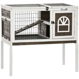 image-Rabbit Hutch Guinea Pig Cage with Slide-out Tray Openable Roof for Indoor Use