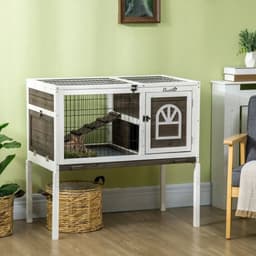 image-Rabbit Hutch Guinea Pig Cage with Slide-out Tray Openable Roof for Indoor Use