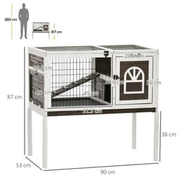 image-Rabbit Hutch Guinea Pig Cage with Slide-out Tray Openable Roof for Indoor Use
