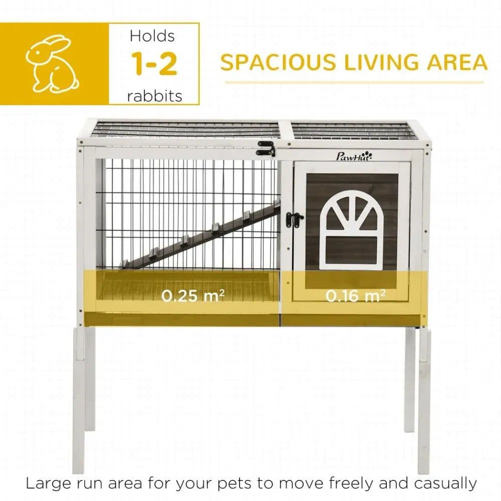image-Rabbit Hutch Guinea Pig Cage with Slide-out Tray Openable Roof for Indoor Use