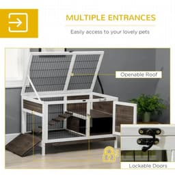 image-Rabbit Hutch Guinea Pig Cage with Slide-out Tray Openable Roof for Indoor Use