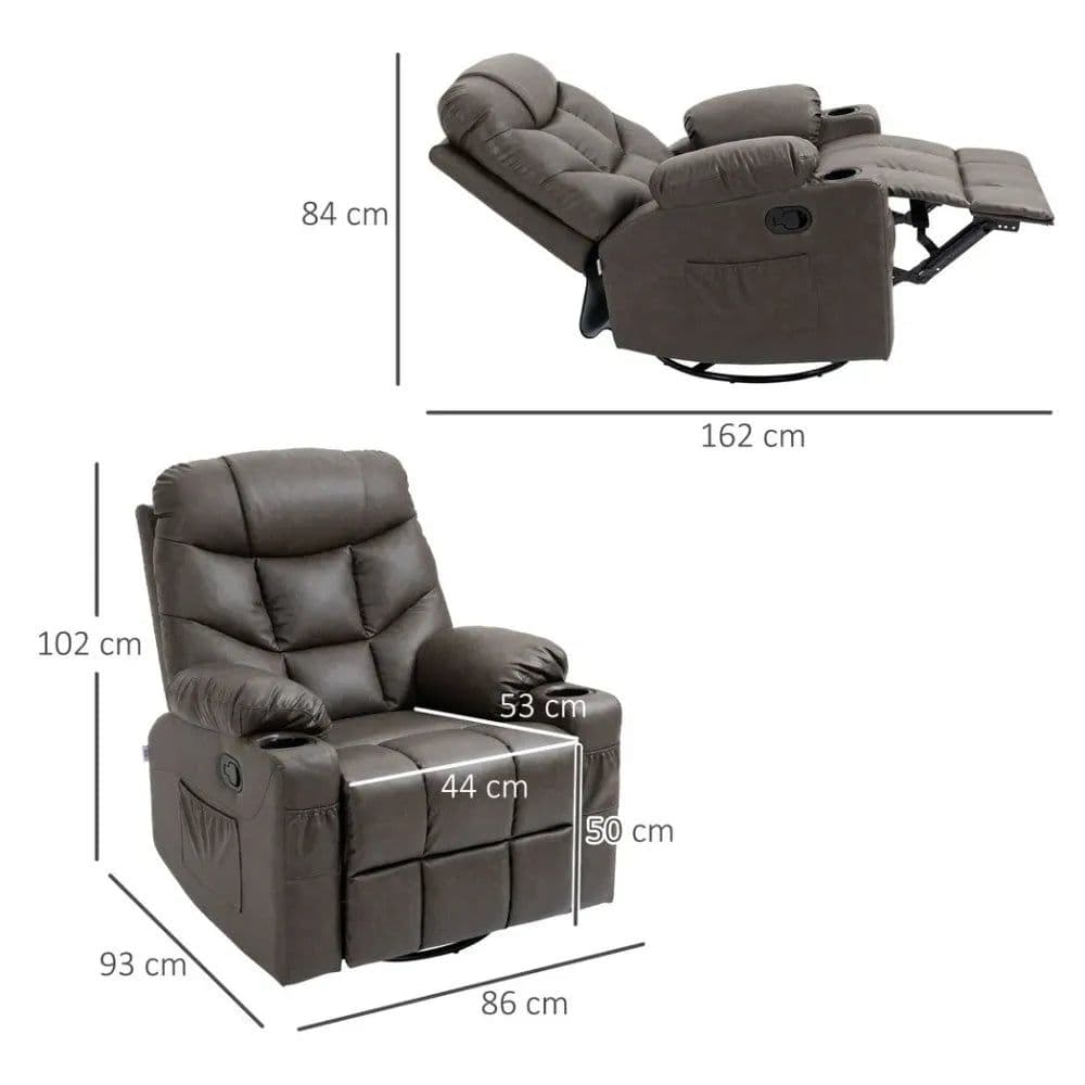 image-PU Leather Manual Recliner Chair, Recliner Armchair for Living Room, Brown