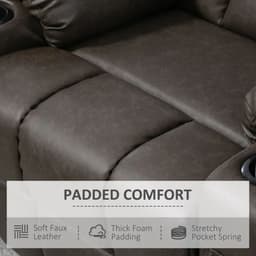 image-PU Leather Manual Recliner Chair, Recliner Armchair for Living Room, Brown