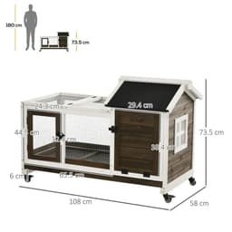 image-Rabbit Hutch Guinea Pig Cage with Slide-out Tray Wheels for Outdoor & Indoor