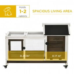 image-Rabbit Hutch Guinea Pig Cage with Slide-out Tray Wheels for Outdoor & Indoor