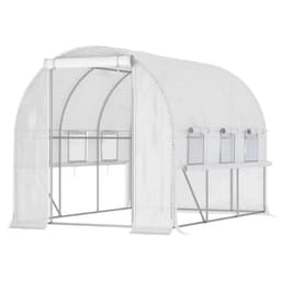 image-Large Outside Backyard Plant Greenhouse Hot House w/ Zippered Doors White