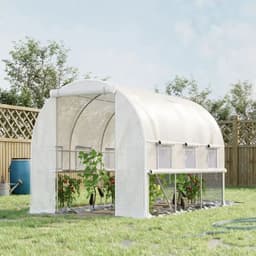 image-Large Outside Backyard Plant Greenhouse Hot House w/ Zippered Doors White