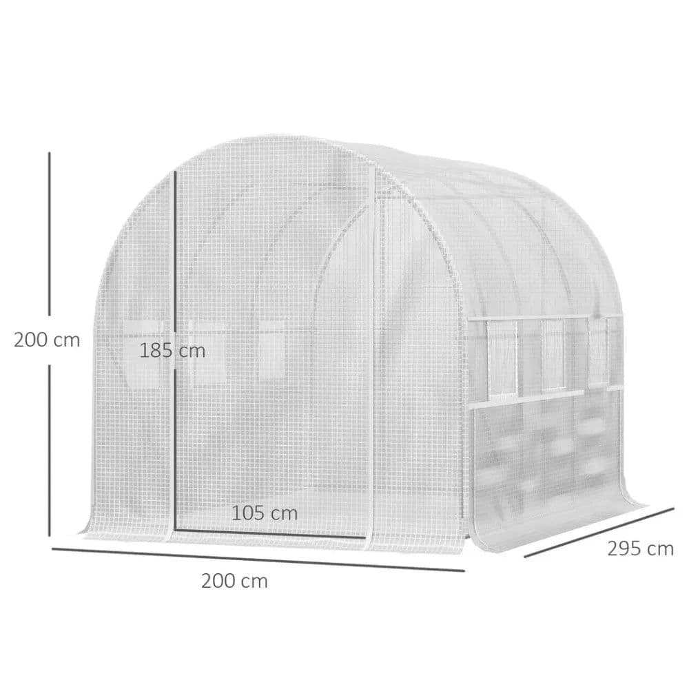 image-Large Outside Backyard Plant Greenhouse Hot House w/ Zippered Doors White