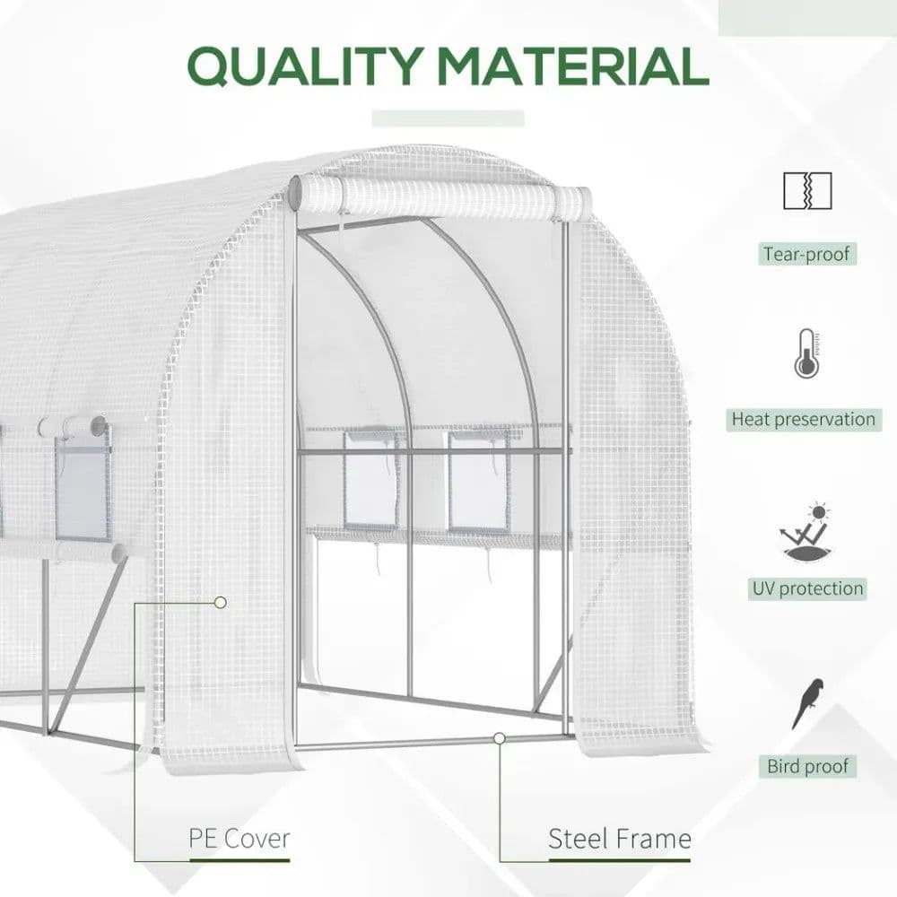 image-Large Outside Backyard Plant Greenhouse Hot House w/ Zippered Doors White