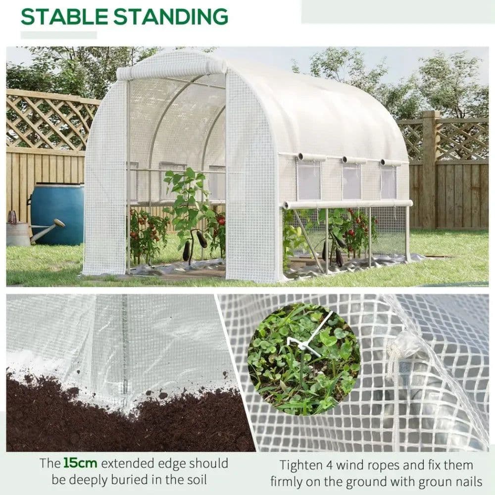 image-Large Outside Backyard Plant Greenhouse Hot House w/ Zippered Doors White