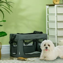 image-48.5cm Foldable Pet Carrier, Cat Bag w/ Cushion, for Miniature Dogs - Grey