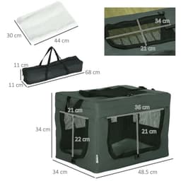image-48.5cm Foldable Pet Carrier, Cat Bag w/ Cushion, for Miniature Dogs - Grey