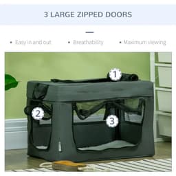 image-48.5cm Foldable Pet Carrier, Cat Bag w/ Cushion, for Miniature Dogs - Grey