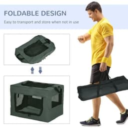 image-48.5cm Foldable Pet Carrier, Cat Bag w/ Cushion, for Miniature Dogs - Grey